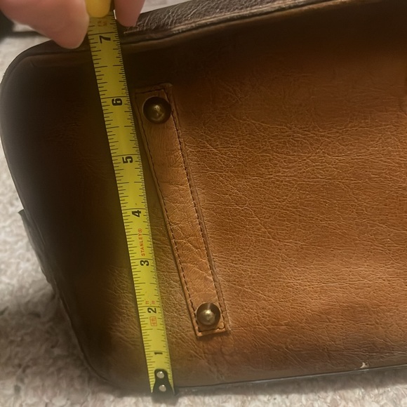 CIVICO 93 Made In Italy Leather Floral Embossed Dome Satchel Brown - Picture 6 of 6